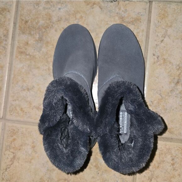 Skechers Gray Faux Furlined Boots Womens Size 7 - Picture 5 of 8